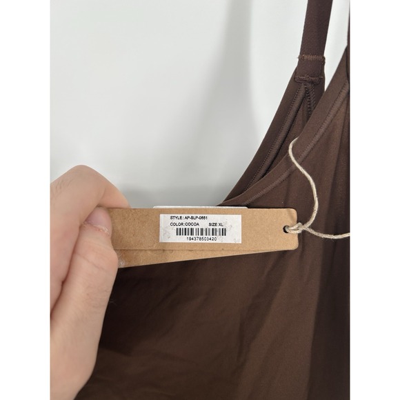 Skims Fits Everybody Slip Dress Short Cocoa Brown Sleeveless Kim Kardashian XL - Picture 4 of 8